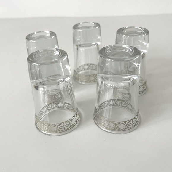 Vintage Sterling Silver Overlay Cocktail Shot Glasses- Barware, Set of 5 - Picture 10 of 14